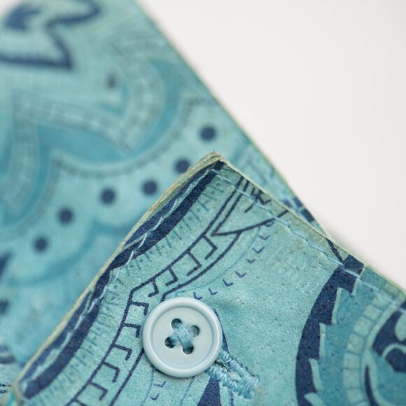 Revue Blue Suede Leather Paisley Blazer Shirt Jacket M Boho Western Y2K - Picture 4 of 10